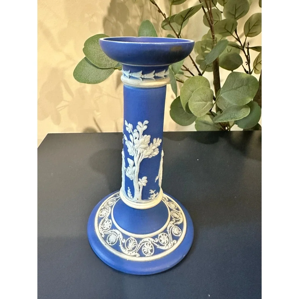 Wedgwood Dark Blue Jasperware Candlestick 7